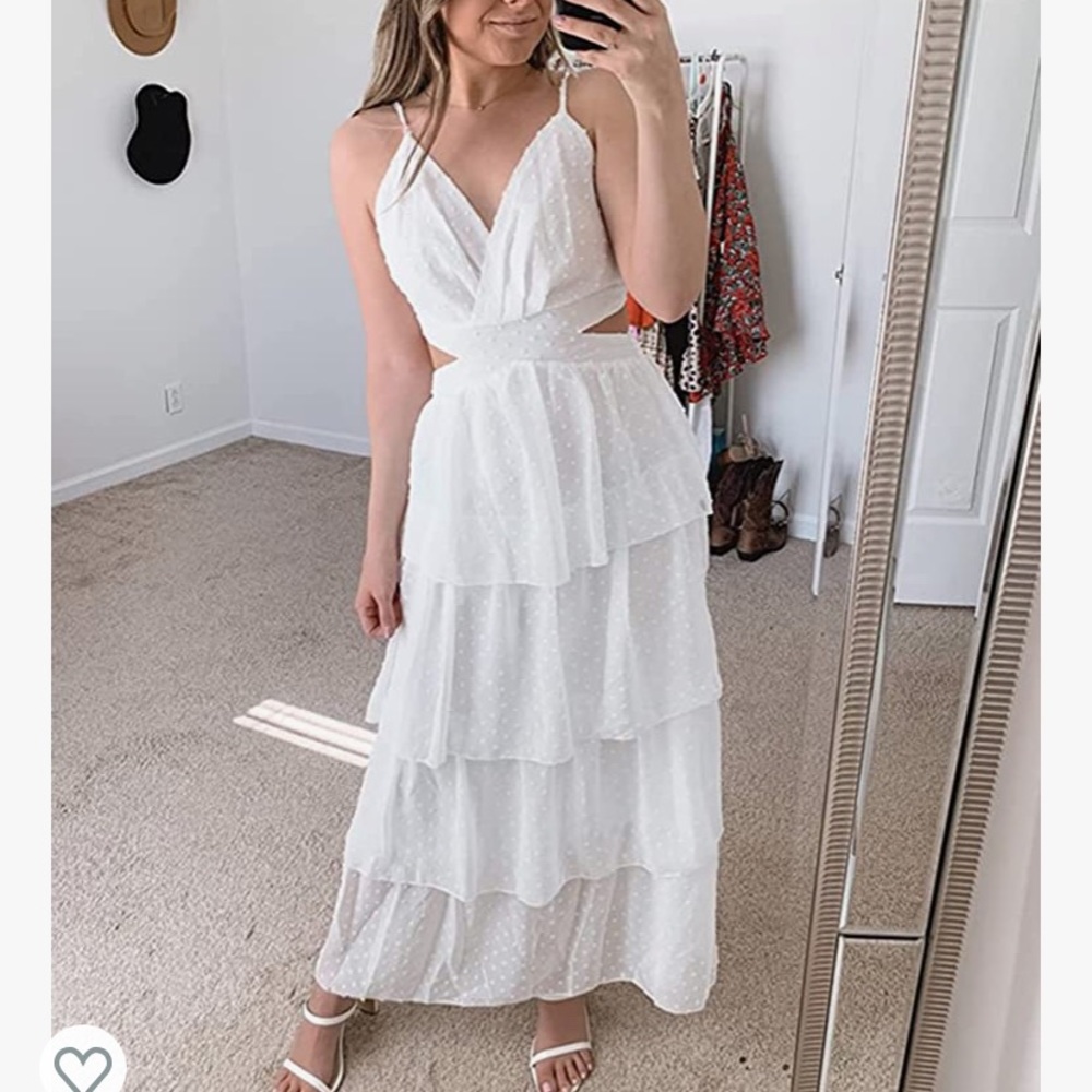 GLAMaker Polka-Dot Boho Ruffle Dress